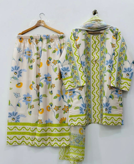 Rukhsar Floral Three-Piece Dress